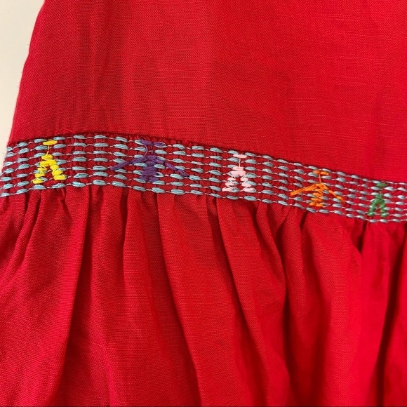 J.Marie Red Ruffle Sleeve Tank Embroidered Sleeveless Button Back Medium - Picture 6 of 6